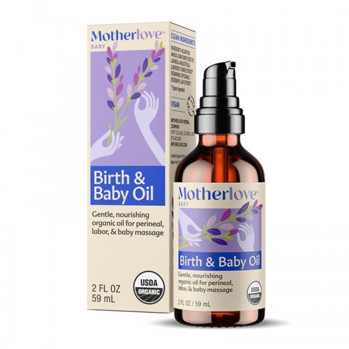 Motherlove Birth & Baby Oil 2oz | Gentle, organic, nourishing oil for perineal, labor, & baby massage| Organic Perineal Massage Oil | Baby Massage Oil | Made in USA